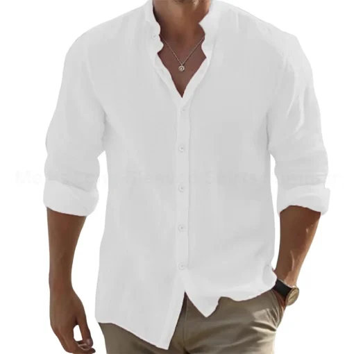 Cotton Linen Hot Sale Men's Long-Sleeved Shirts