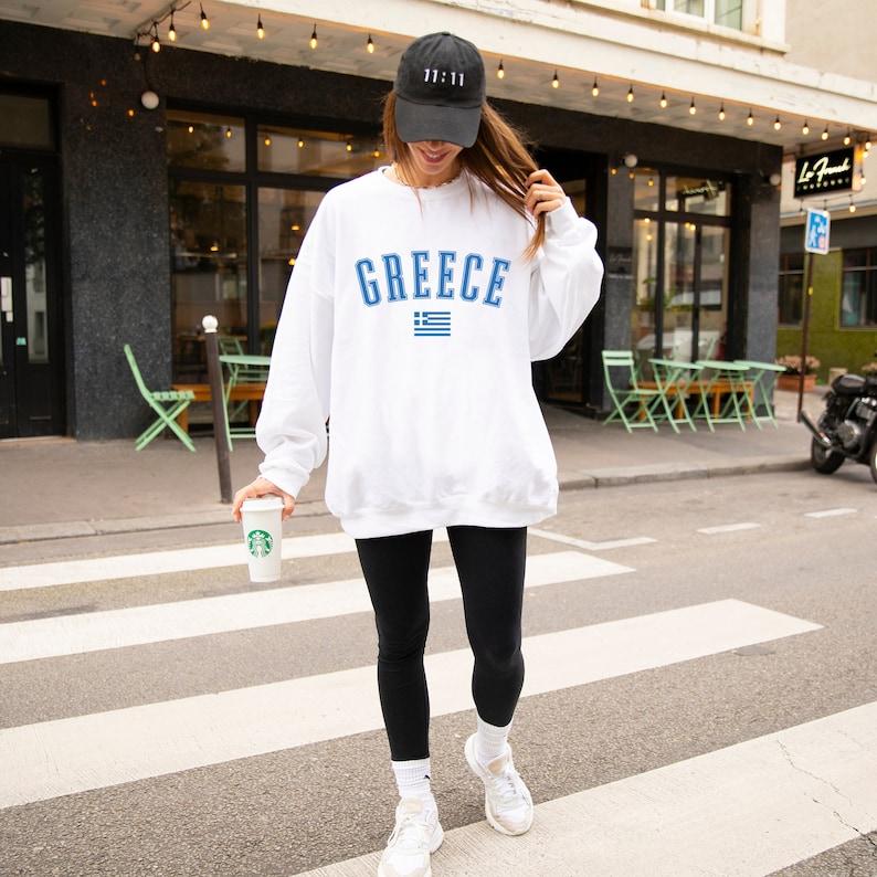 Custom Digital Prints - Greece Crewneck Sweatshirt, Greek Gift, Greece Travel Shirt, Greek Clothing, Greek Souvenir, Greece Sweater, Travel Pullover, Varsity Shirt - Image 2