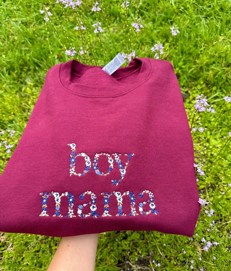 Custom Digital Prints - Embroidered Boy Mama Sweatshirt - Image 4