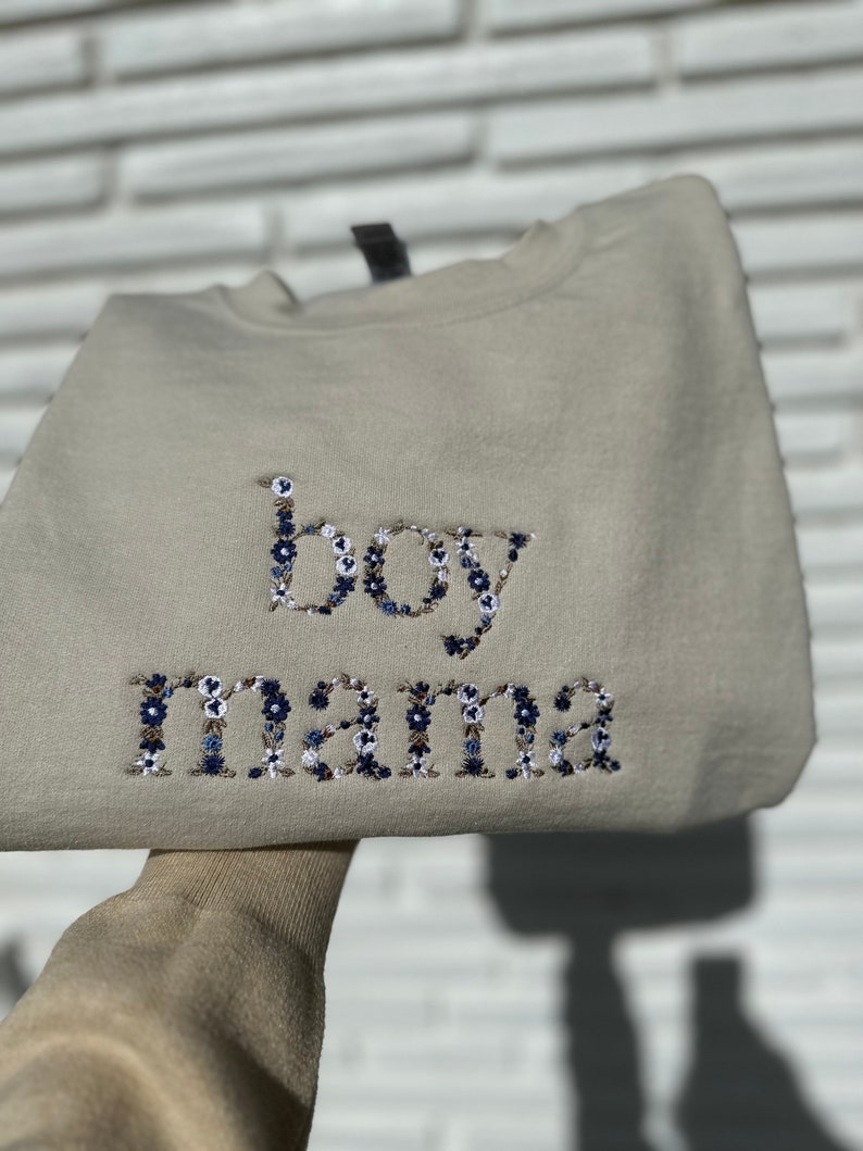Custom Digital Prints - Embroidered Boy Mama Sweatshirt