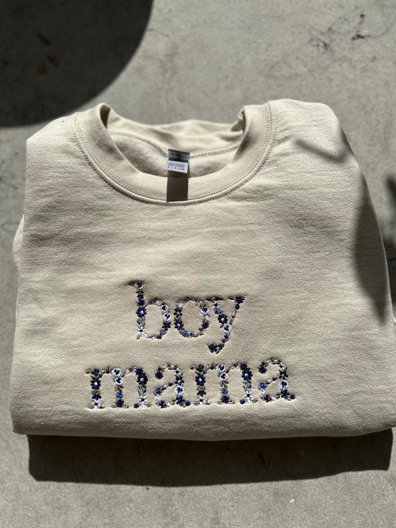 Custom Digital Prints - Embroidered Boy Mama Sweatshirt - Image 5
