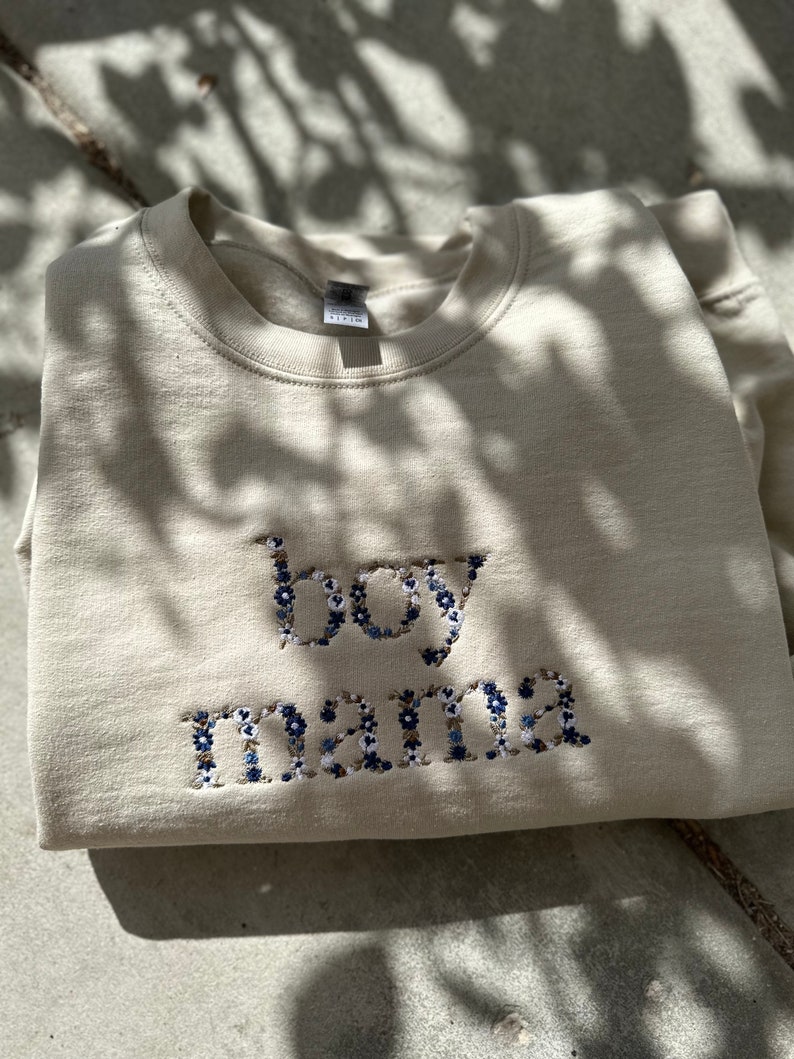 Custom Digital Prints - Embroidered Boy Mama Sweatshirt - Image 2